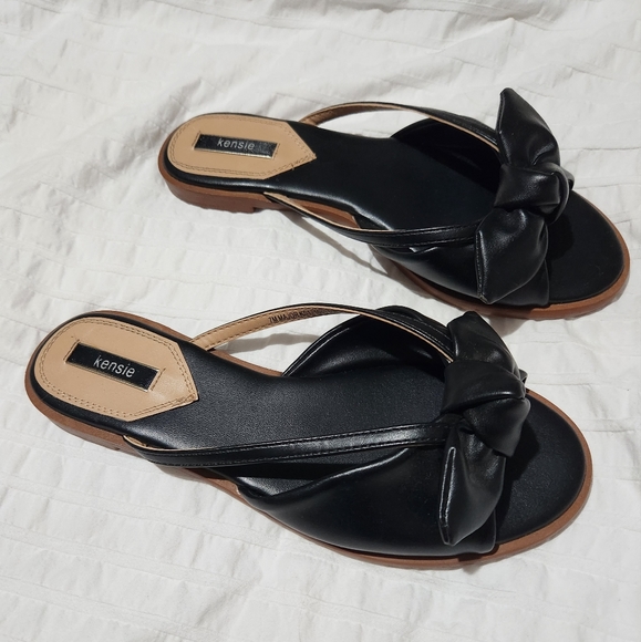 Kensie vegan black sandal slip ons with cute bow tie 🎀 New condition. Size 7 - Picture 8 of 11